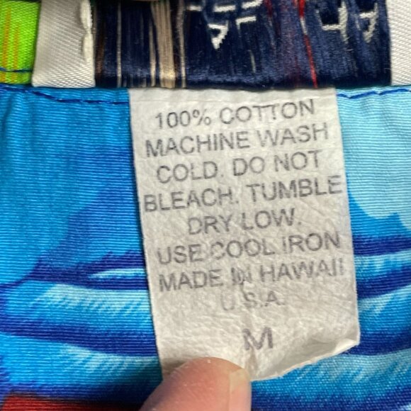 Vintage Aloha Republic Hawaiian Shirt M Blue Tropical Palm Trees & Flowers 6419 - Picture 3 of 7